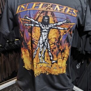 in flames
